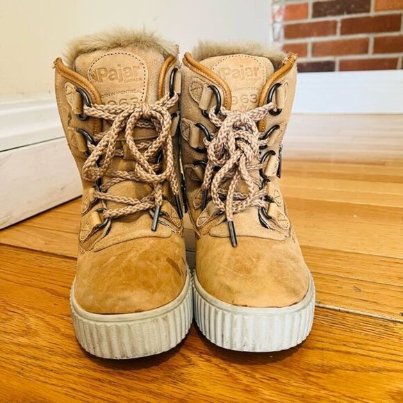 Pajar Cade Canada Shearling Insulated Tan Leather Ankle Winter Boot 6-6.5 - Picture 4 of 16